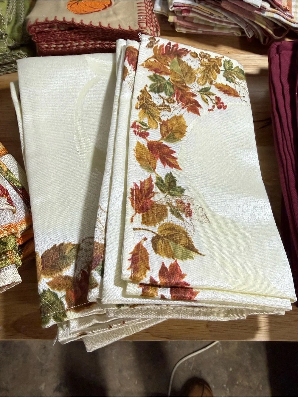 Lot Autumn Fall Themed Cloth Napkins Cottagecore Party Hosting Cotton Farmhouse